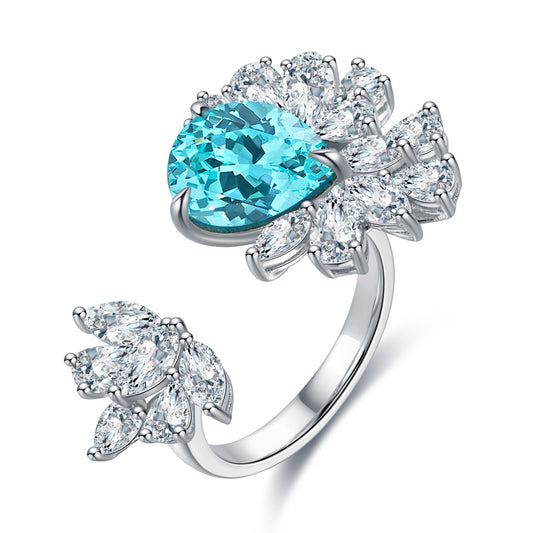 Pirmiana Hot Sale S925 Silver 6.39ct Lab Grown Paraiba Sapphire Ring Engagementring Women