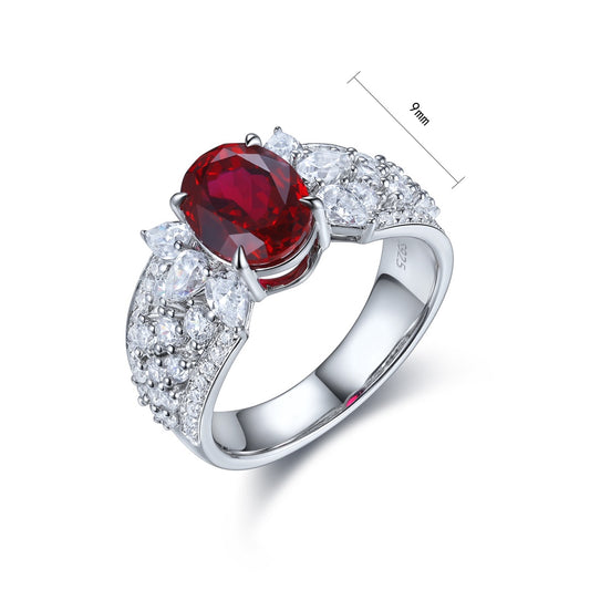 Pirmiana New S925 Silver 3.5ct Lad Grown Ruby Ring High Fine Jewelry for Women/Men Party Gift