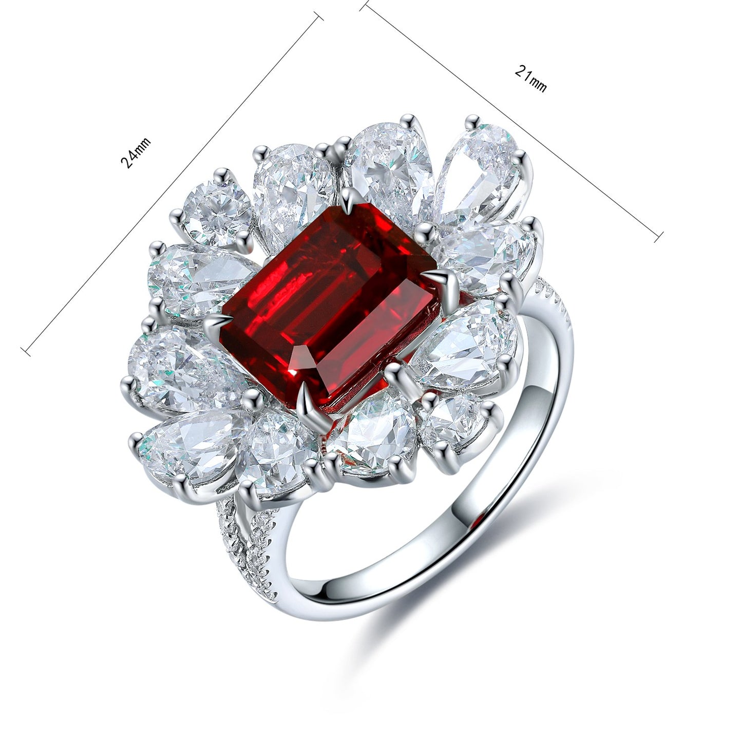 Pirmiana New S925 Silver 4.14ct Lad Grown Ruby Ring High Fine Jewelry for Women Party Gift