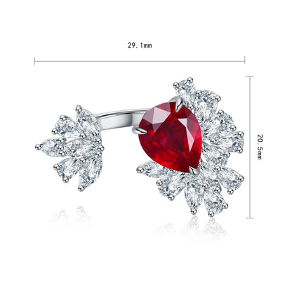 Pirmiana New S925 Silver 5.093ct Lad Grown Ruby Ring High Fine Jewelry for Women Party Gift