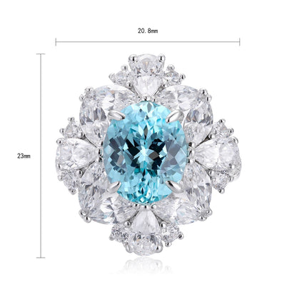 Pirmiana Hot Sale S925 Silver 5.65ct Lab Grown Paraiba Sapphire Ring Engagementring Women