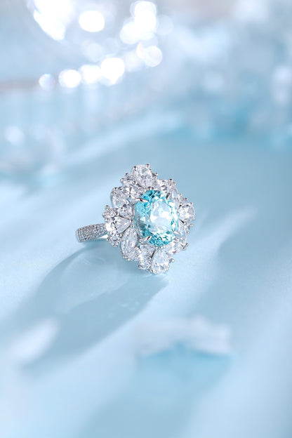 Pirmiana Hot Sale S925 Silver 5.65ct Lab Grown Paraiba Sapphire Ring Engagementring Women