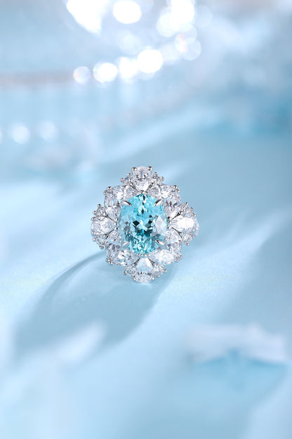 Pirmiana Hot Sale S925 Silver 5.65ct Lab Grown Paraiba Sapphire Ring Engagementring Women