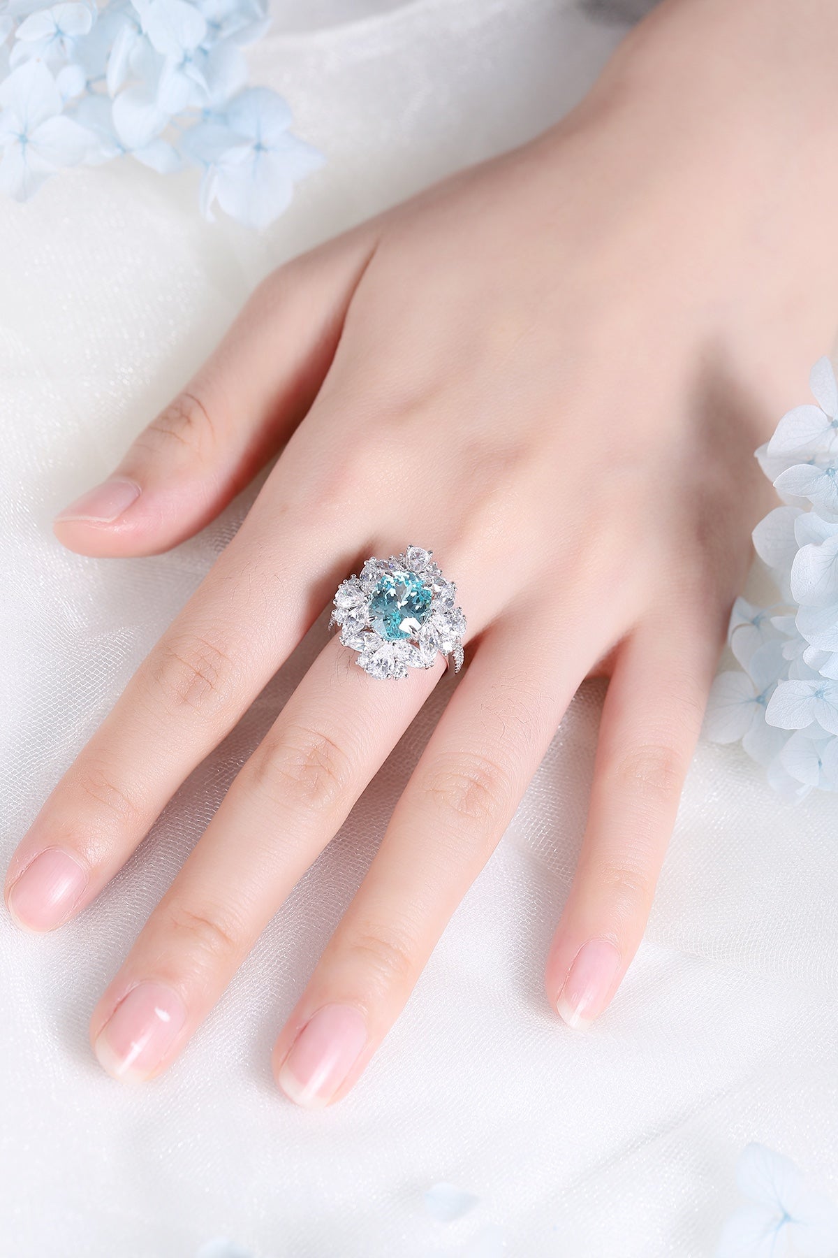 Pirmiana Hot Sale S925 Silver 5.65ct Lab Grown Paraiba Sapphire Ring Engagementring Women