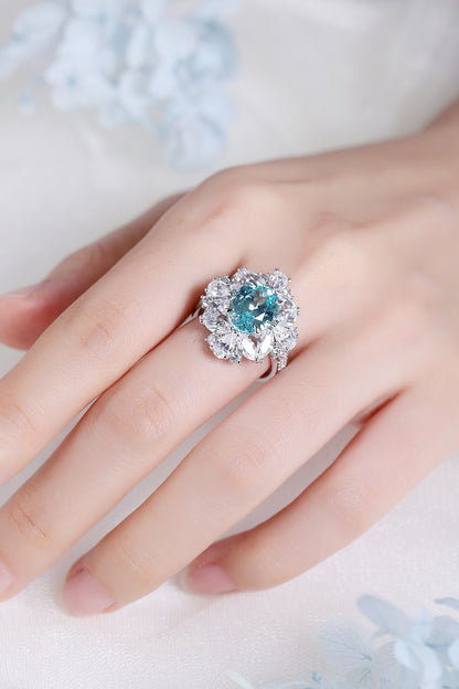 Pirmiana Hot Sale S925 Silver 5.65ct Lab Grown Paraiba Sapphire Ring Engagementring Women