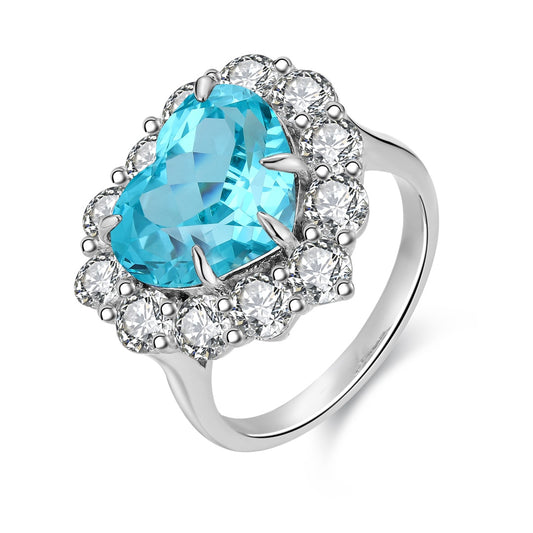 Pirmiana Hot Sale S925 Silver 9.35ct Lab Grown Paraiba Sapphire Ring Engagementring Women