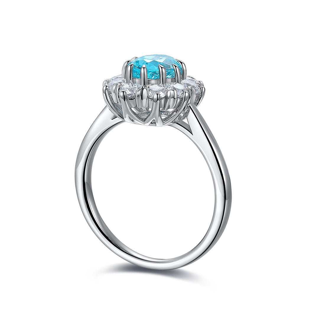 Pirmiana Hot Sale S925 Silver 1.38ct Lab Grown Paraiba Sapphire Ring Engagementring Women