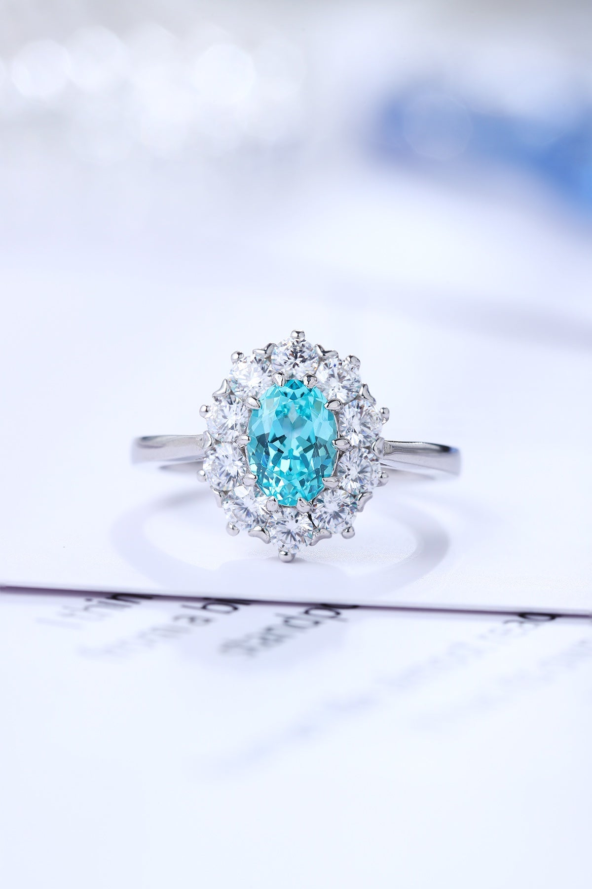 Pirmiana Hot Sale S925 Silver 1.38ct Lab Grown Paraiba Sapphire Ring Engagementring Women