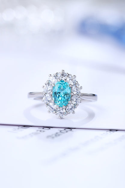 Pirmiana Hot Sale S925 Silver 1.38ct Lab Grown Paraiba Sapphire Ring Engagementring Women