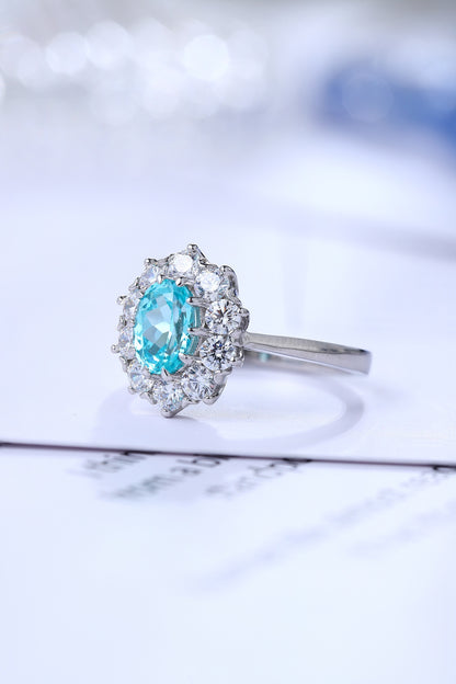 Pirmiana Hot Sale S925 Silver 1.38ct Lab Grown Paraiba Sapphire Ring Engagementring Women