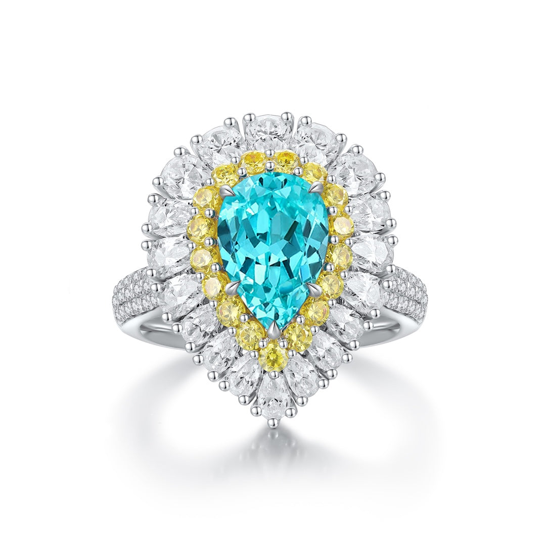 Pirmiana Hot Sale S925 Silver 3.6ct Lab Grown Paraiba Sapphire Ring Engagementring Women