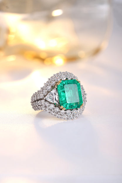 Pirmiana 2024 Hot Sale 18K Gold 5.52ct Lab Grown Emerald Ring Women Engagement Fashion Finger Gemstone Jewelry