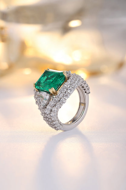 Pirmiana 2024 Hot Sale 18K Gold 5.52ct Lab Grown Emerald Ring Women Engagement Fashion Finger Gemstone Jewelry