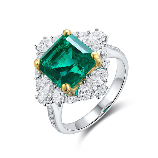 Pirmiana 2024 Hot Sale 18k Gold4.09ct Lab Grown Emerald Ring Women Engagement Fashion Finger Gemstone Jewelry