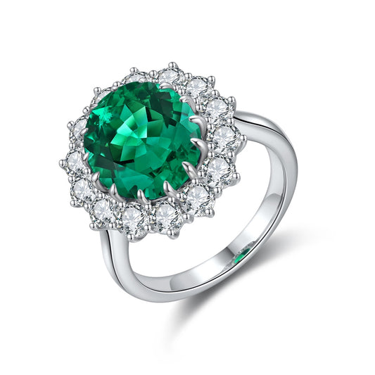 Pirmiana 2024 Hot Sale S925 Silver 4.435ct Lab Grown Emerald Ring Women Engagement Fashion Finger Gemstone Jewelry