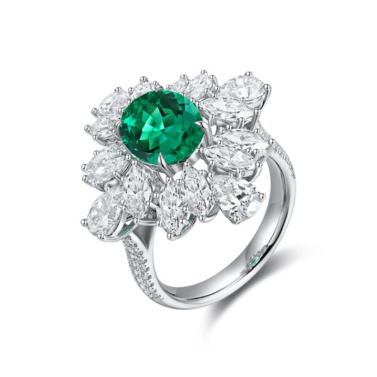 Pirmiana 2024 Hot Sale S925 Silver 2.44ct Lab Grown Emerald Ring Women Engagement Fashion Finger Gemstone Jewelry