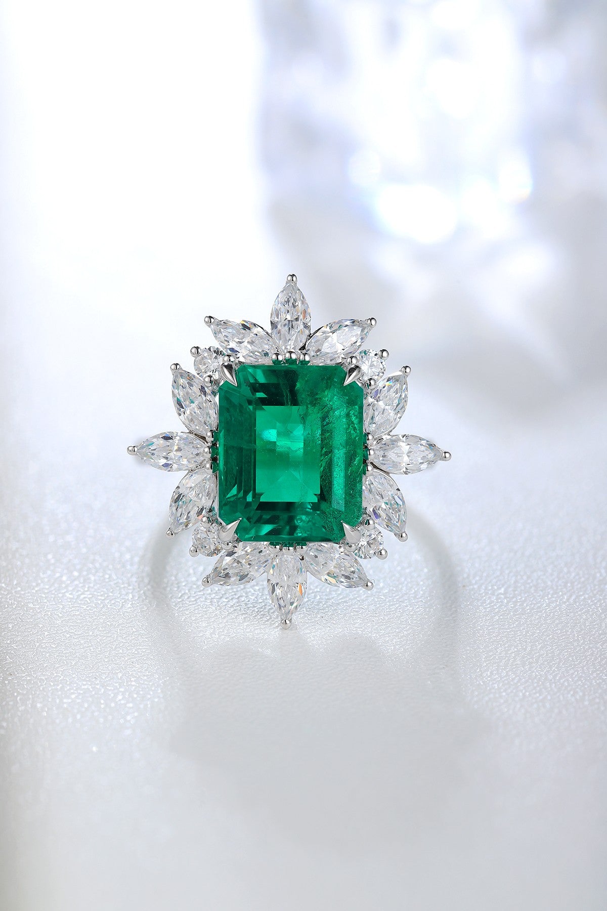 Pirmiana 2024 Hot Sale S925 Silver 4.61ct Lab Grown Emerald Ring Women Engagement Fashion Finger Gemstone Jewelry