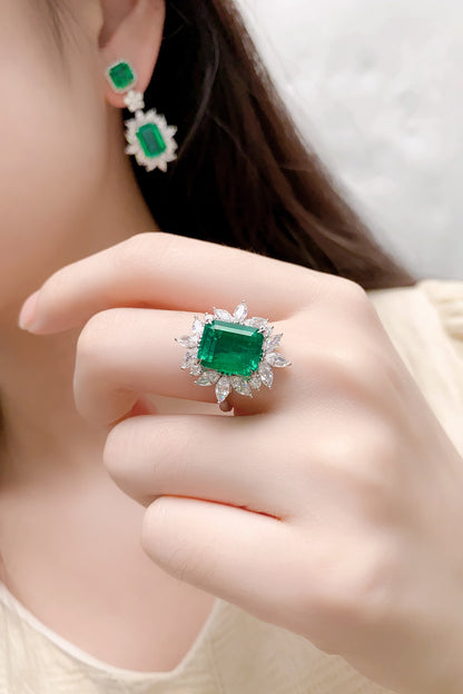 Pirmiana 2024 Hot Sale S925 Silver 4.61ct Lab Grown Emerald Ring Women Engagement Fashion Finger Gemstone Jewelry