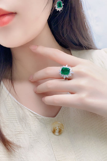 Pirmiana 2024 Hot Sale S925 Silver 4.61ct Lab Grown Emerald Ring Women Engagement Fashion Finger Gemstone Jewelry