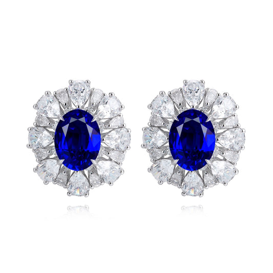 Pirmiana New Arrival 5.32ct Lab Grown Sapphire Earring Studs S925 Silver Jewelry Earrings for Women