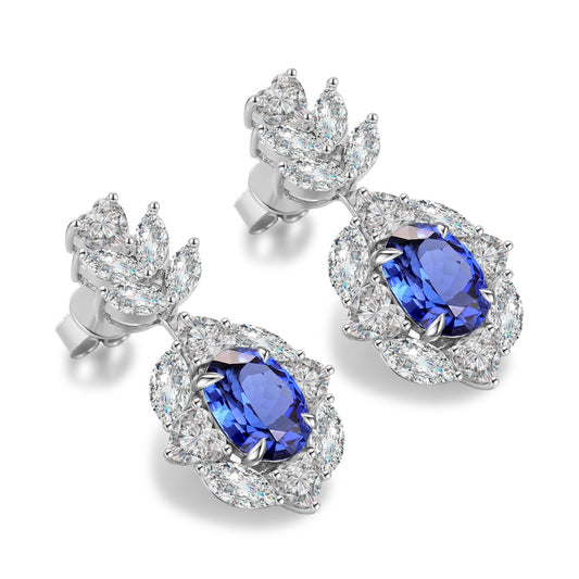 Pirmiana New Arrival 5.09ct Lab Grown Sapphire Earring Studs S925 Silver Jewelry Earrings for Women