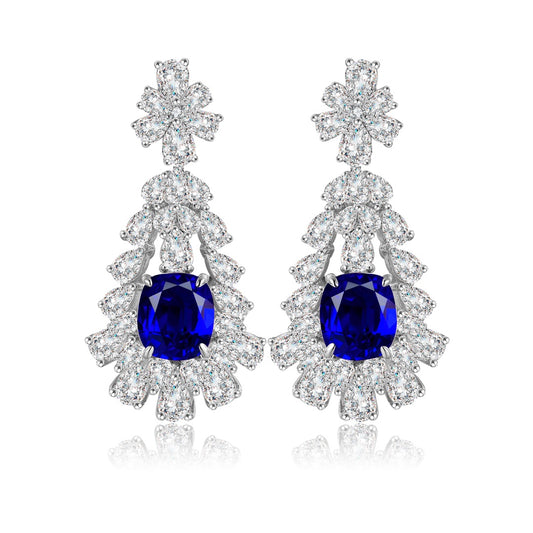 Pirmiana New Arrival 10.26ct Lab Grown Sapphire Earring Studs S925 Silver Jewelry Earrings for Women