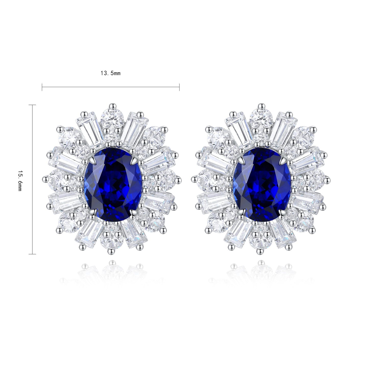 Pirmiana New Arrival 2.14ct Lab Grown Sapphire Earring Studs S925 Silver Jewelry Earrings for Women