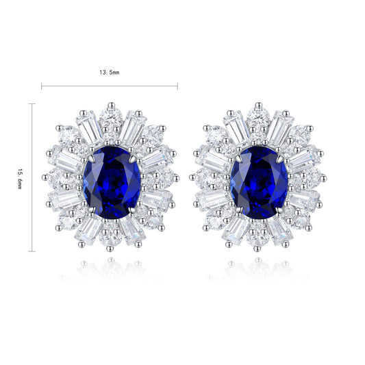 Pirmiana New Arrival 2.14ct Lab Grown Sapphire Earring Studs S925 Silver Jewelry Earrings for Women