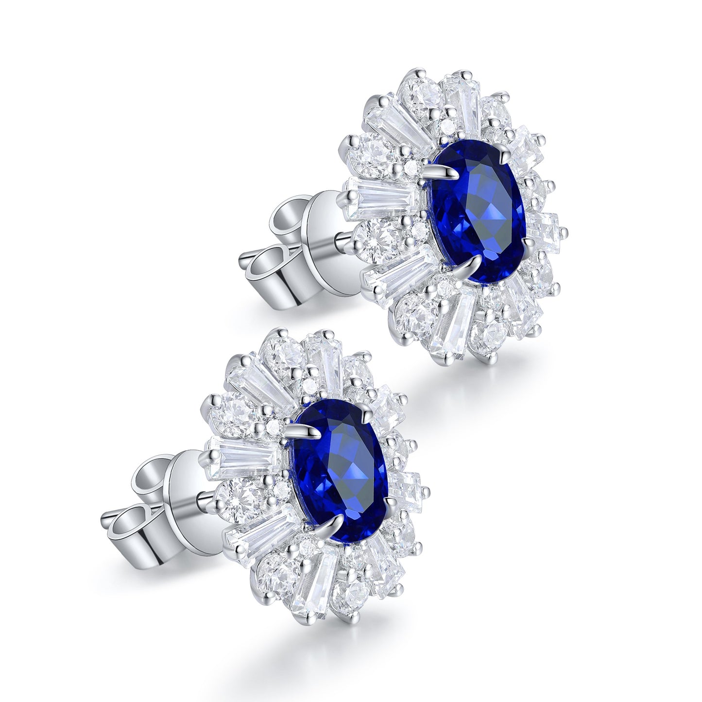 Pirmiana New Arrival 2.14ct Lab Grown Sapphire Earring Studs S925 Silver Jewelry Earrings for Women