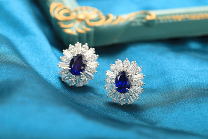 Pirmiana New Arrival 2.14ct Lab Grown Sapphire Earring Studs S925 Silver Jewelry Earrings for Women