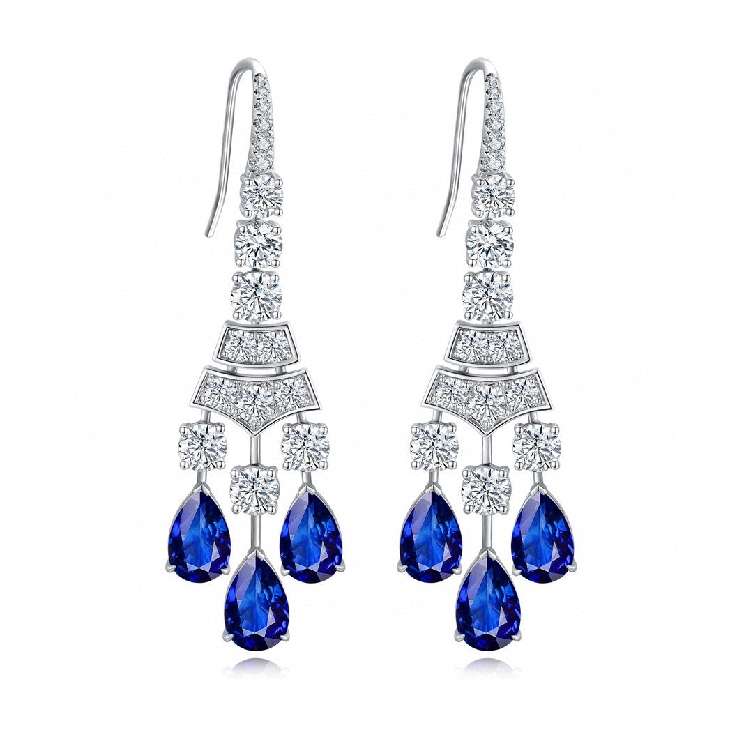 Pirmiana New Arrival 14.81ct Lab Grown Sapphire Earring Studs S925 Silver Jewelry Earrings for Women