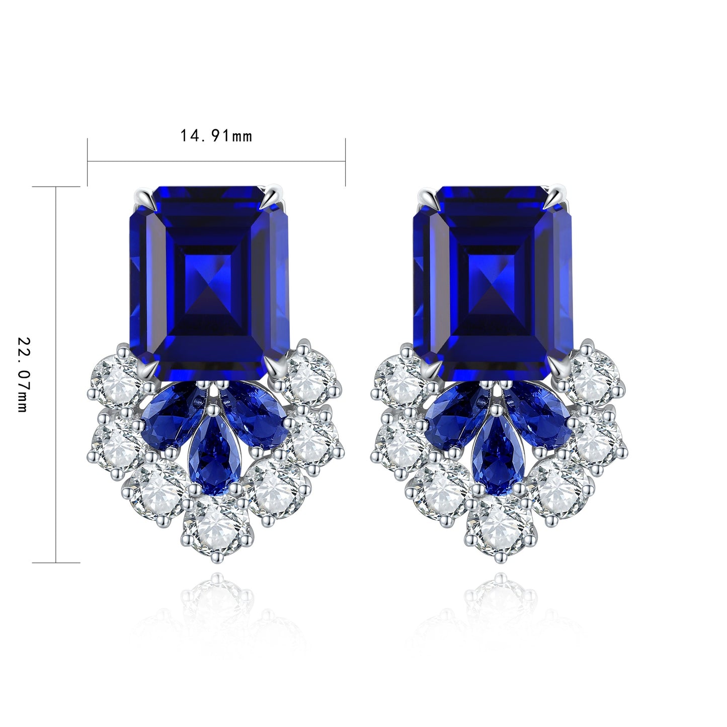 Pirmiana New Arrival 13.71ct Lab Grown Sapphire Earring Studs S925 Silver Jewelry Earrings for Women