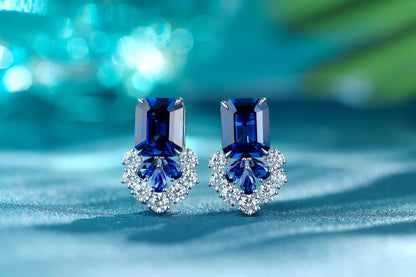 Pirmiana New Arrival 13.71ct Lab Grown Sapphire Earring Studs S925 Silver Jewelry Earrings for Women