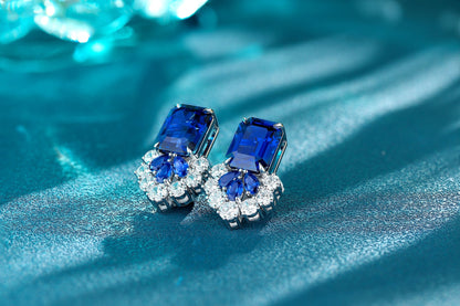 Pirmiana New Arrival 13.71ct Lab Grown Sapphire Earring Studs S925 Silver Jewelry Earrings for Women