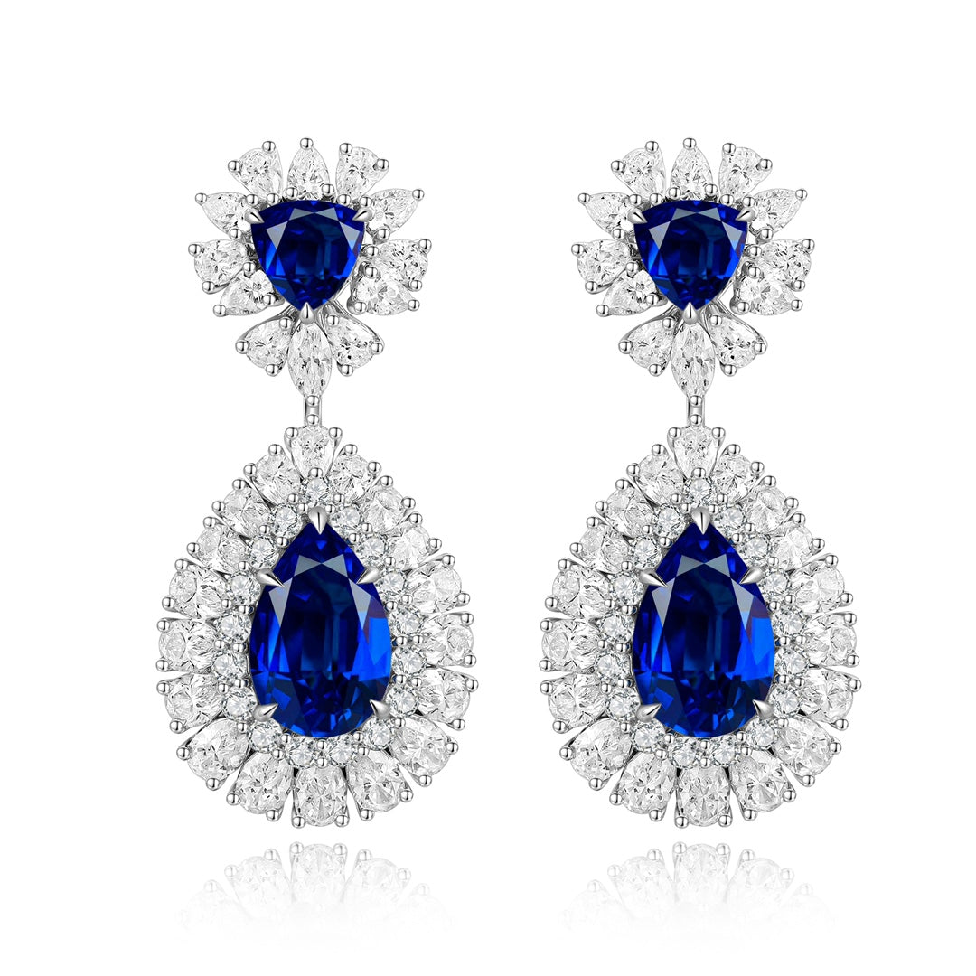 Pirmiana New Arrival 11.73ct Lab Grown Sapphire Earring Studs S925 Silver Jewelry Earrings for Women