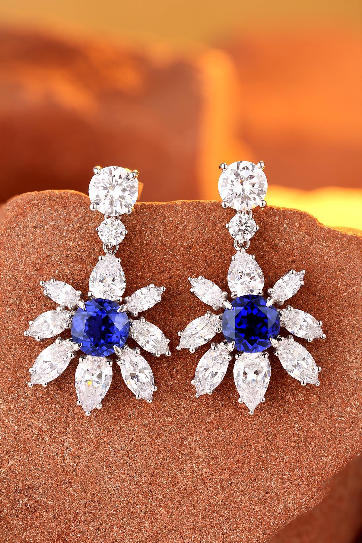 Pirmiana New Arrival 5.4ct Lab Grown Sapphire Earring Studs S925 Silver Jewelry Earrings for Women