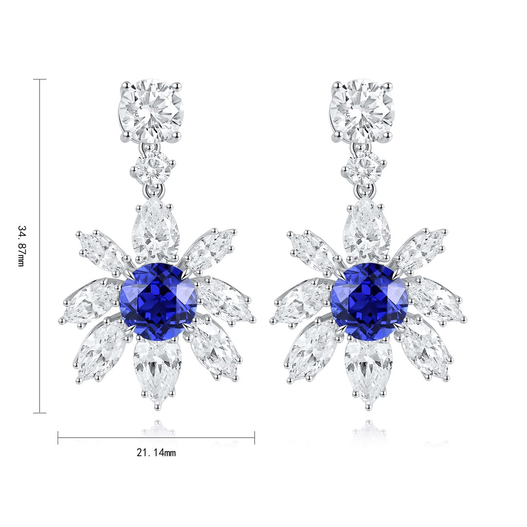 Pirmiana New Arrival 5.4ct Lab Grown Sapphire Earring Studs S925 Silver Jewelry Earrings for Women